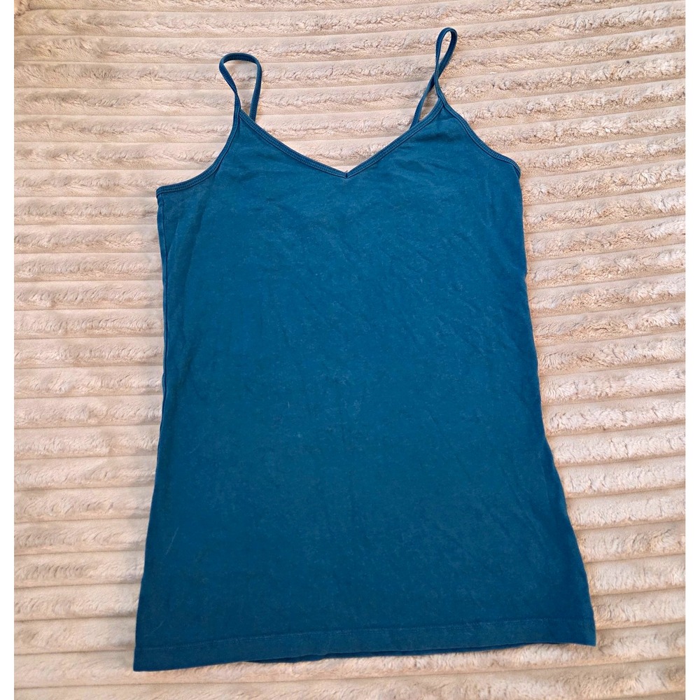 Forever 21 Womens Camisole Tank Top M Teal V-Neck Spaghetti Strap Solid